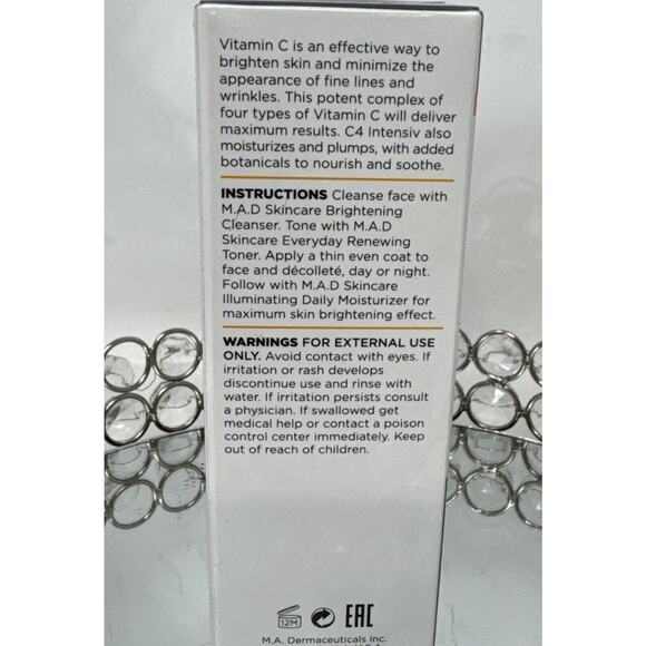 M.A.D. Skincare C4 INTENSIV BRIGHTENING SERUM 1oz NEW SEALED IN BOX Full Size - Picture 5 of 7
